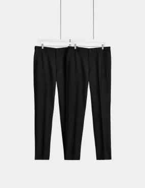 2pk Slim Fit Active Waist Trousers