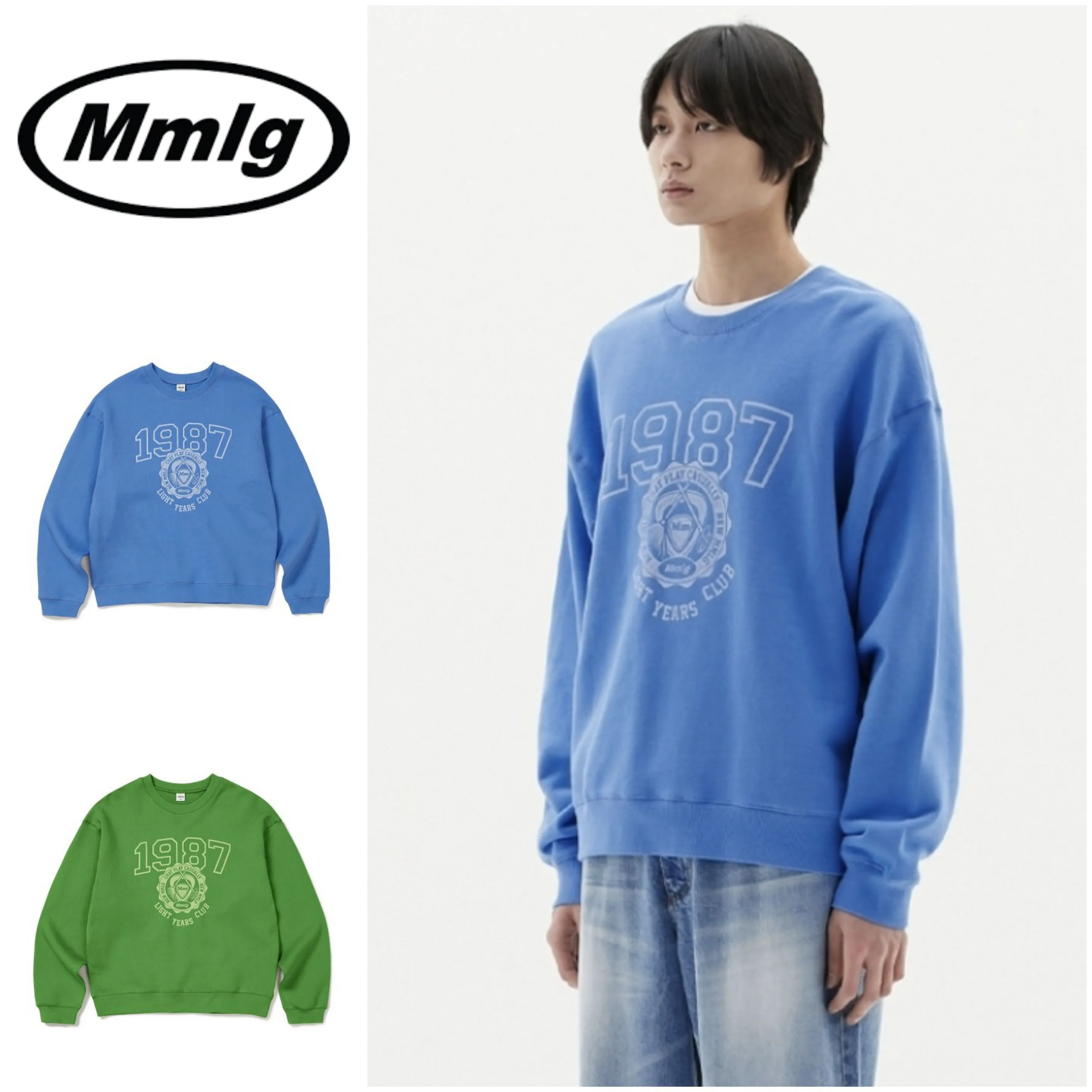 87MM  |Unisex Street Style Long Sleeves Logo Sweatshirts