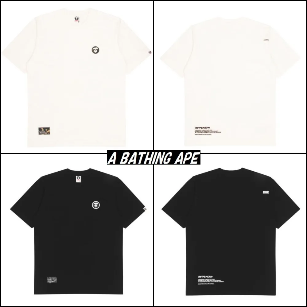 A BATHING APE  |Crew Neck Pullovers Camouflage Plain Cotton Short Sleeves