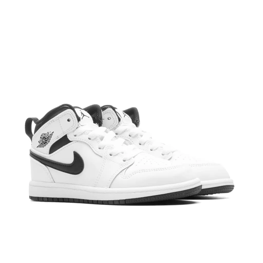 Air Jordan 1 Mid (PS) - White/Black