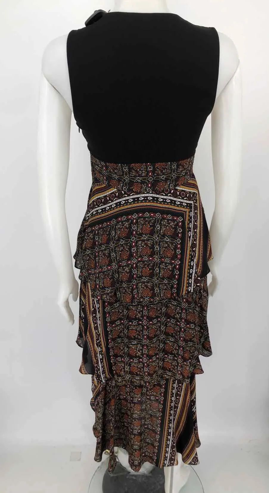 A.L.C. Black & Brown Orange Multi Silk Paisley Sleeveless Size 4  (S) Dress