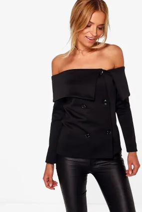 Amelia Off Shoulder Scuba Blazer