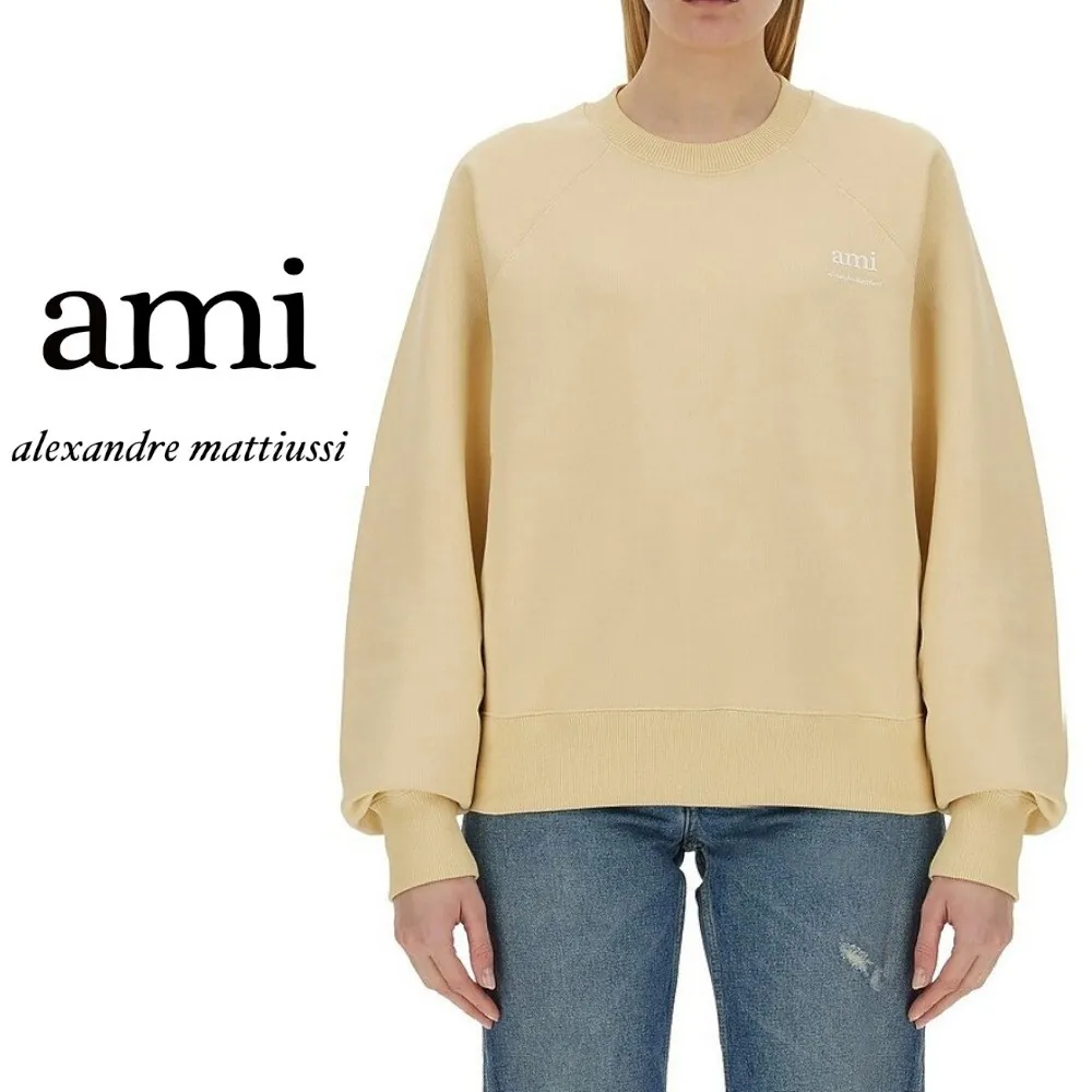 AMI PARIS  |Crew Neck Pullovers Unisex Street Style Long Sleeves Plain