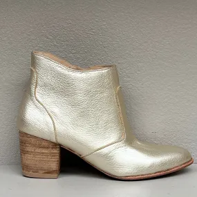 Ankle Boot-Side zip w/ heel / Platinum metallic leather / leather sole