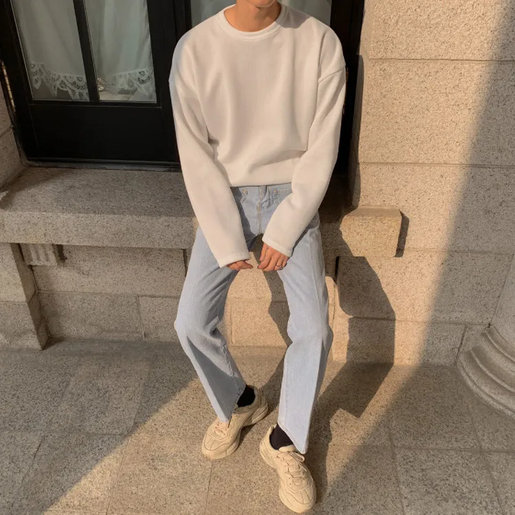 ASCLO  |Unisex Street Style Long Sleeves Plain Oversized