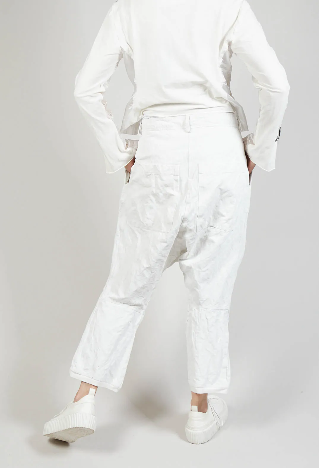 Ash Drop Crotch Trousers in Starwhite