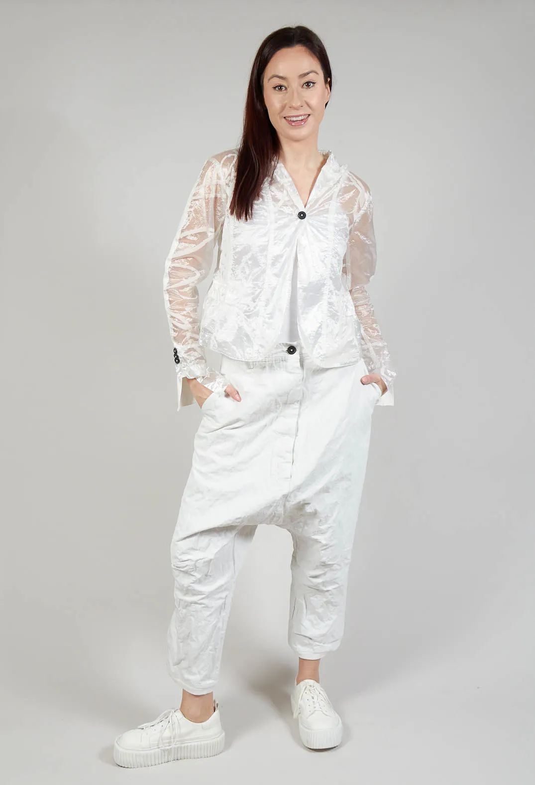 Ash Drop Crotch Trousers in Starwhite