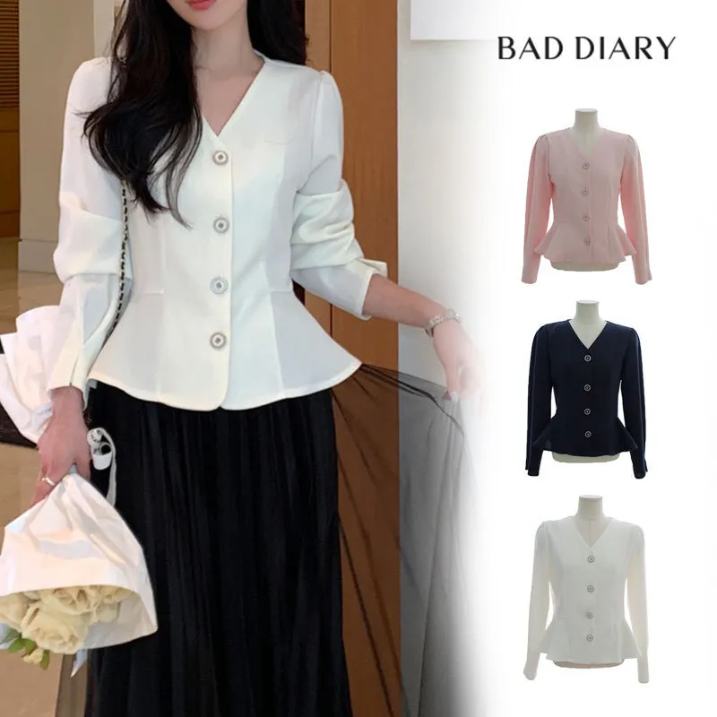 BADDIARY  |Casual Style Peplum Long Sleeves Plain Party Style