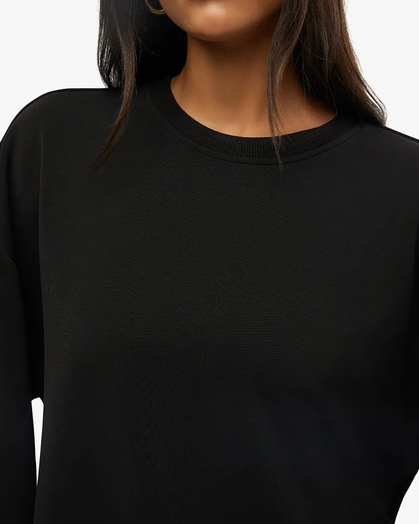 Balloon Sleeve Crew Neck Sweater | Black