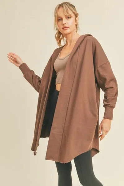 Bella Open Front Longline Hooded Cardigan