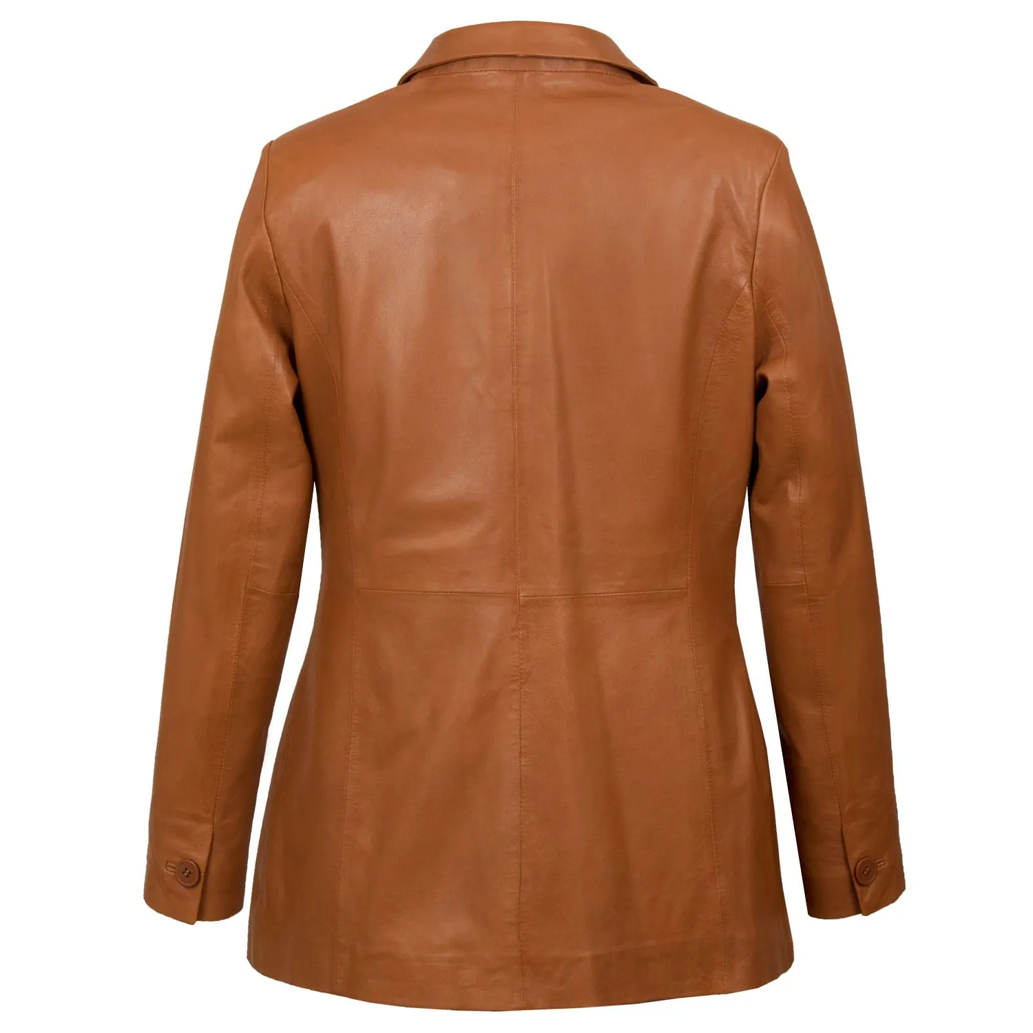 Beth: Women's Cognac Fitted Leather Blazer