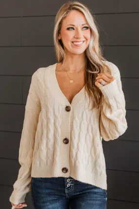 Beyond Cozy Knit Button Cardigan- Cream