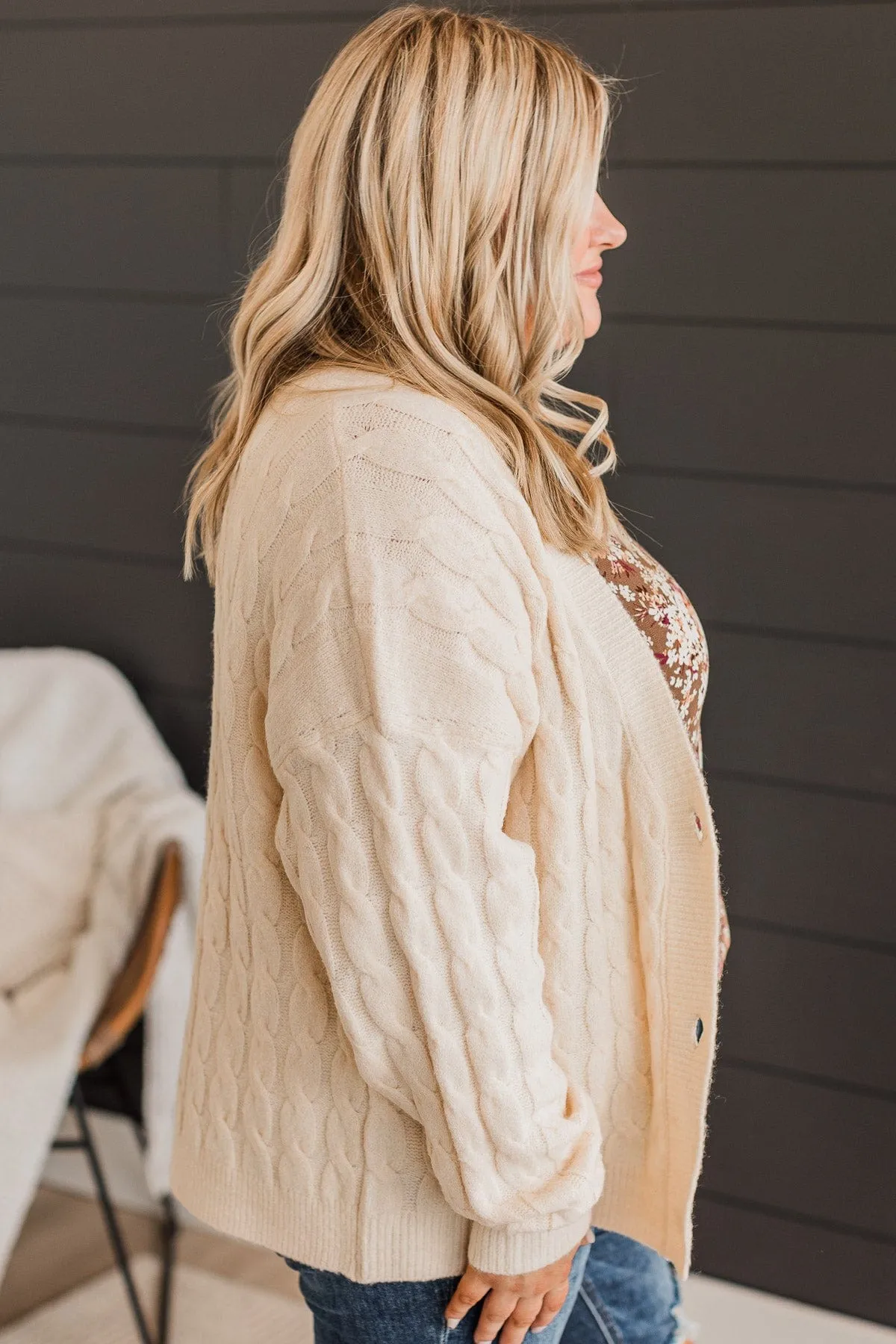 Beyond Cozy Knit Button Cardigan- Cream