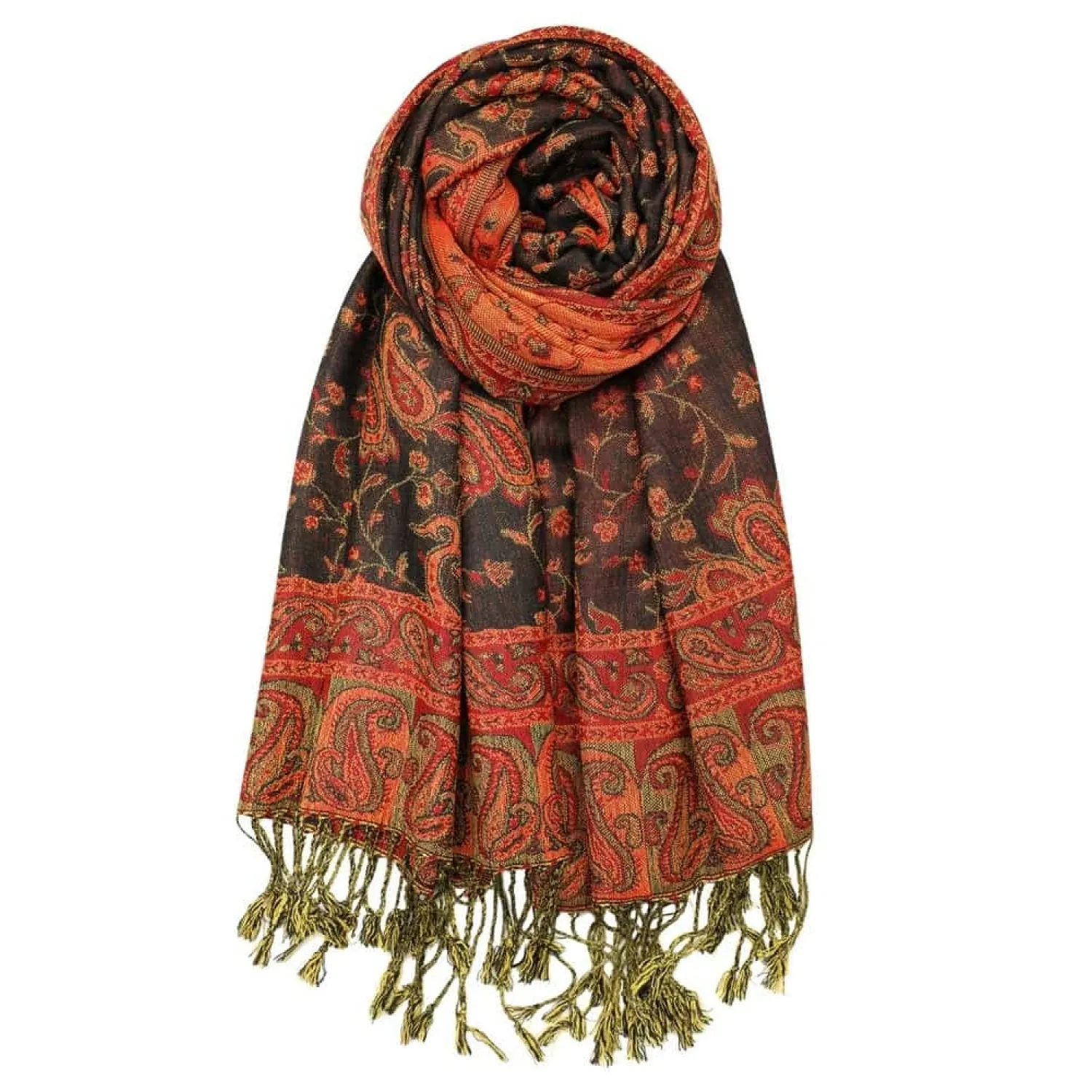 Black & Red Reversible Paisley Rave Pashmina