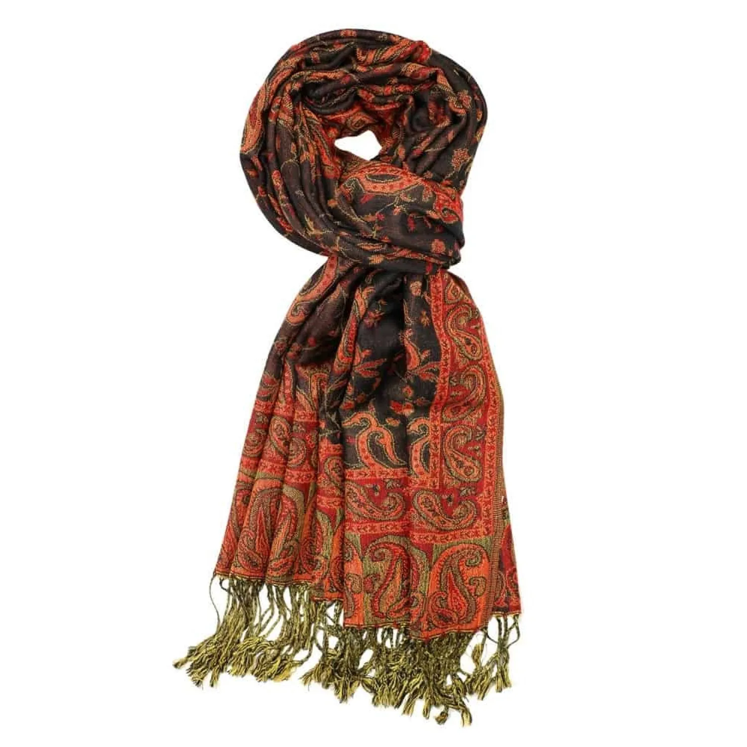 Black & Red Reversible Paisley Rave Pashmina