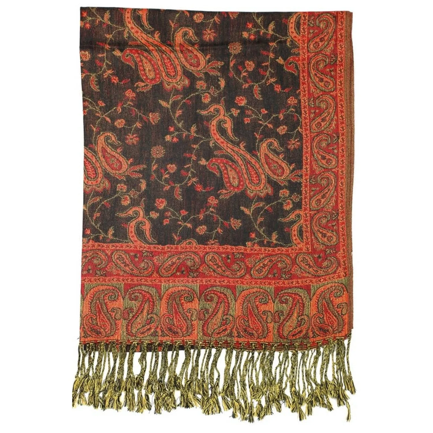 Black & Red Reversible Paisley Rave Pashmina