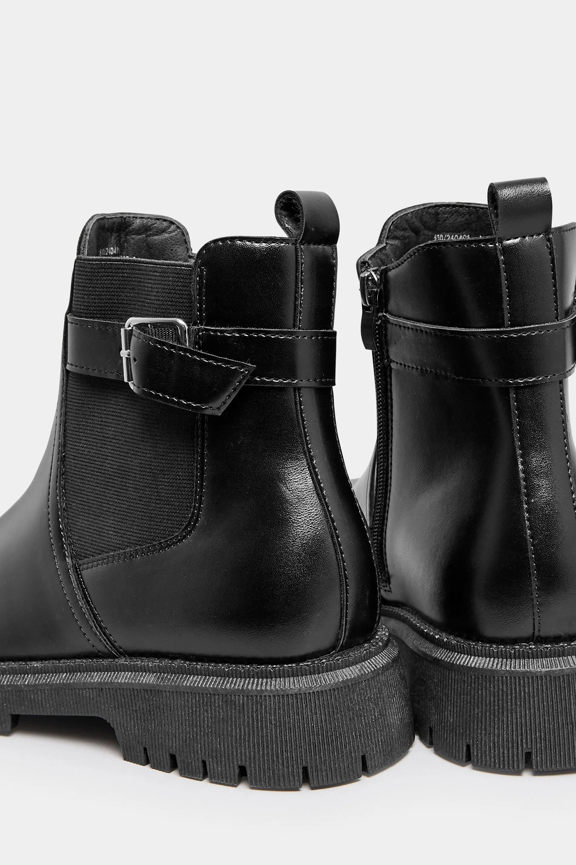 Black Chunky Buckle Ankle Boots In Wide E Fit & Extra Wide EEE Fit