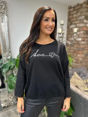 Black Metallic Love Top Maura