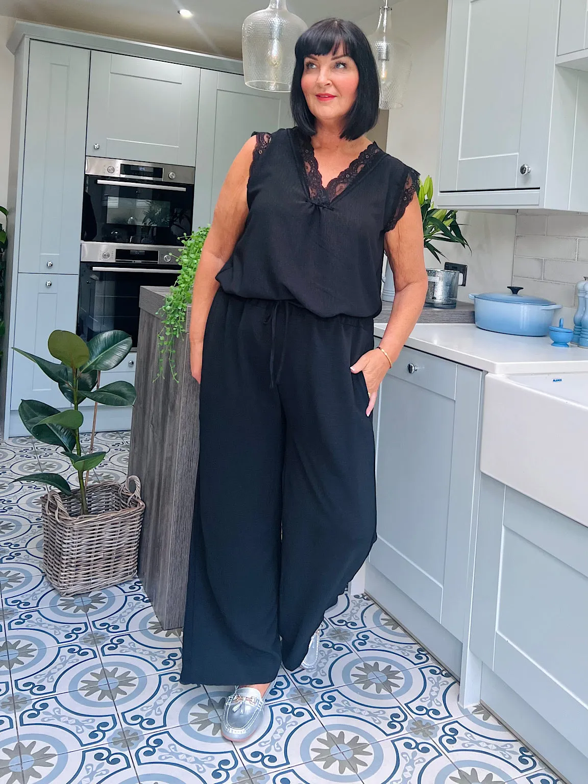 Black Wide Leg Pocket Trousers Claudia