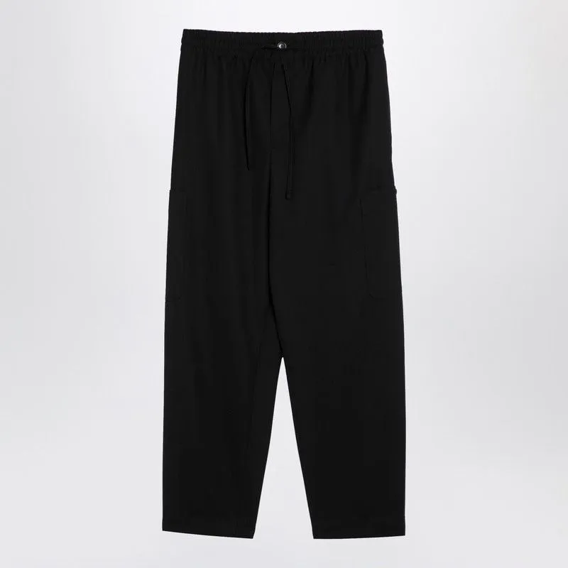 BLACK WOOL TROUSERS WITH DRAWSTRING