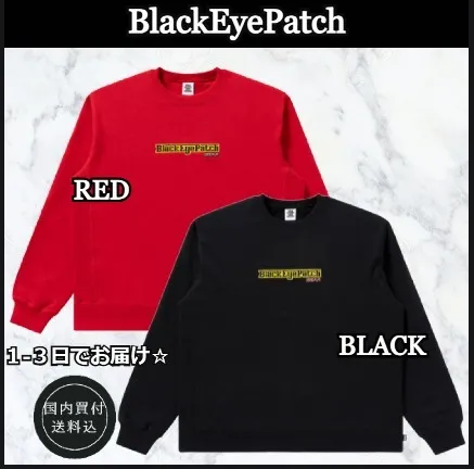 BlackEyePatch  |Crew Neck Unisex Long Sleeves Logo Skater Style Sweatshirts