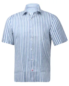 Blue and White Striped Dress Shirt