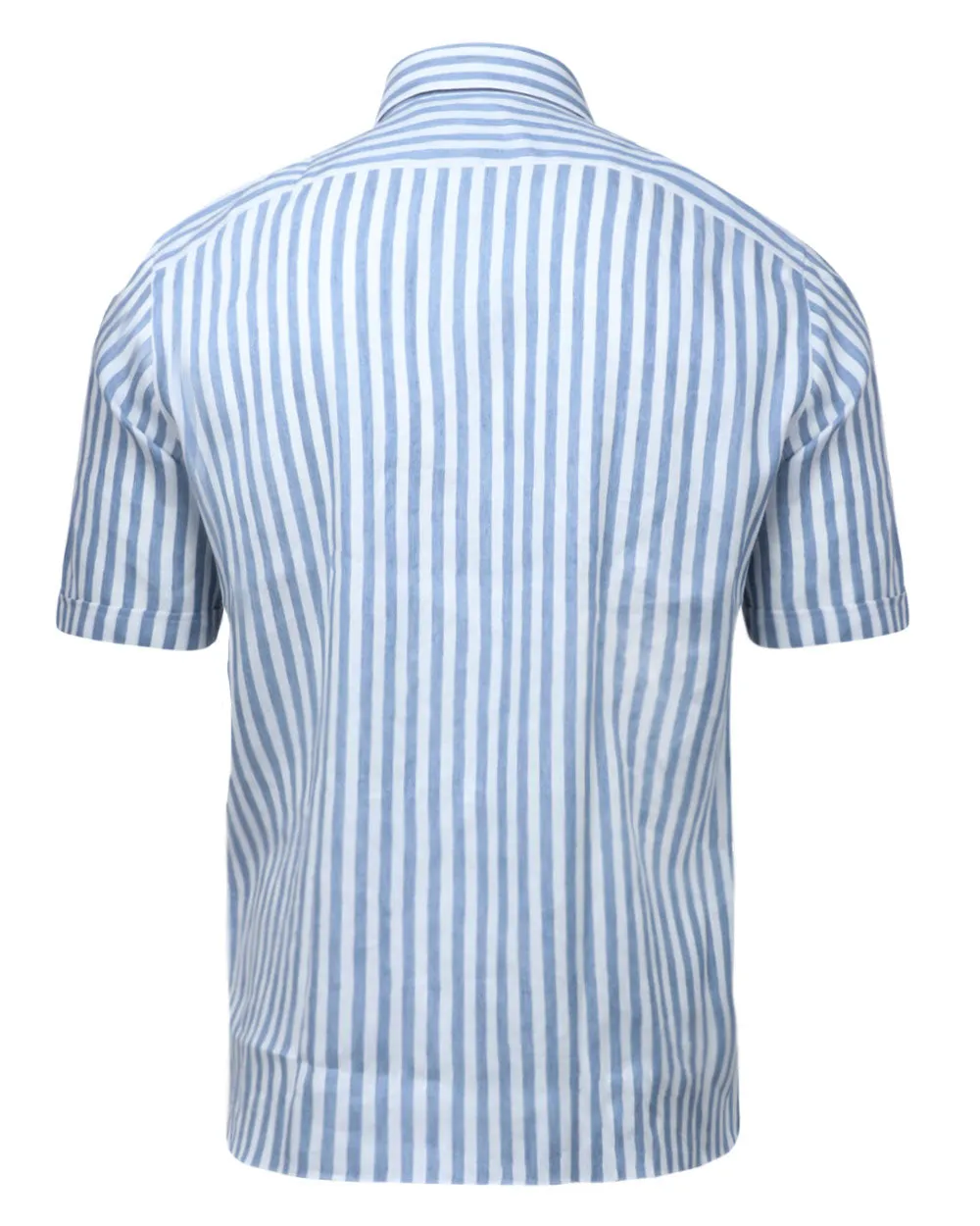 Blue and White Striped Dress Shirt