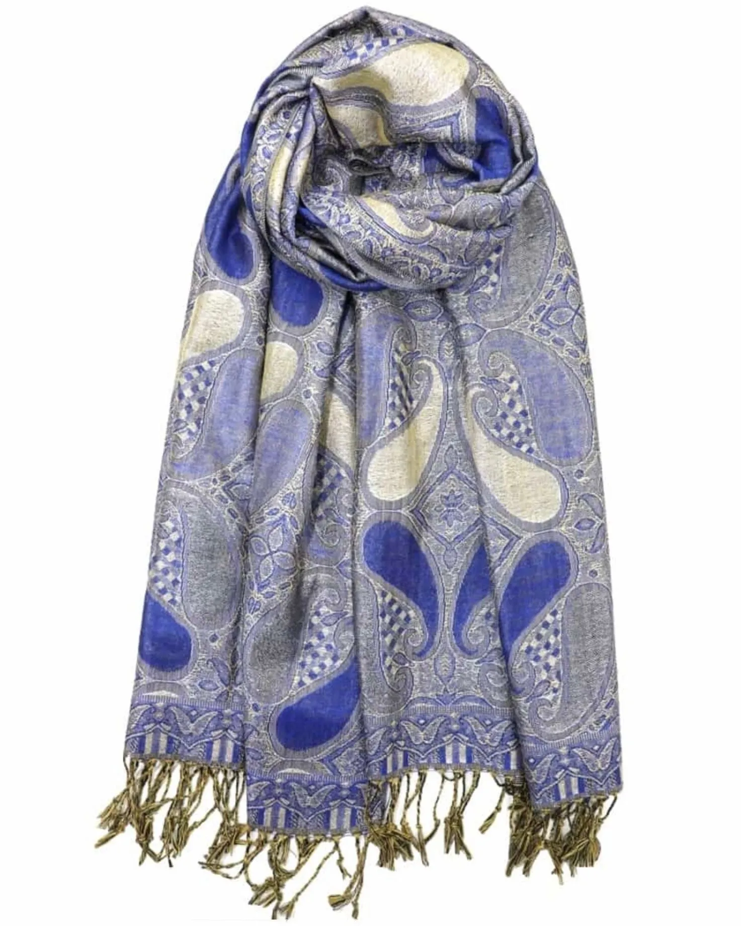 Blue Metallic Paisley Rave Pashmina