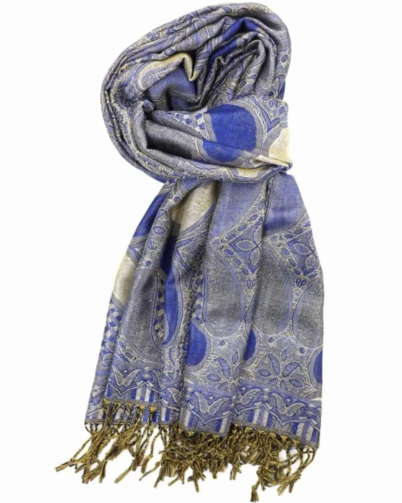 Blue Metallic Paisley Rave Pashmina