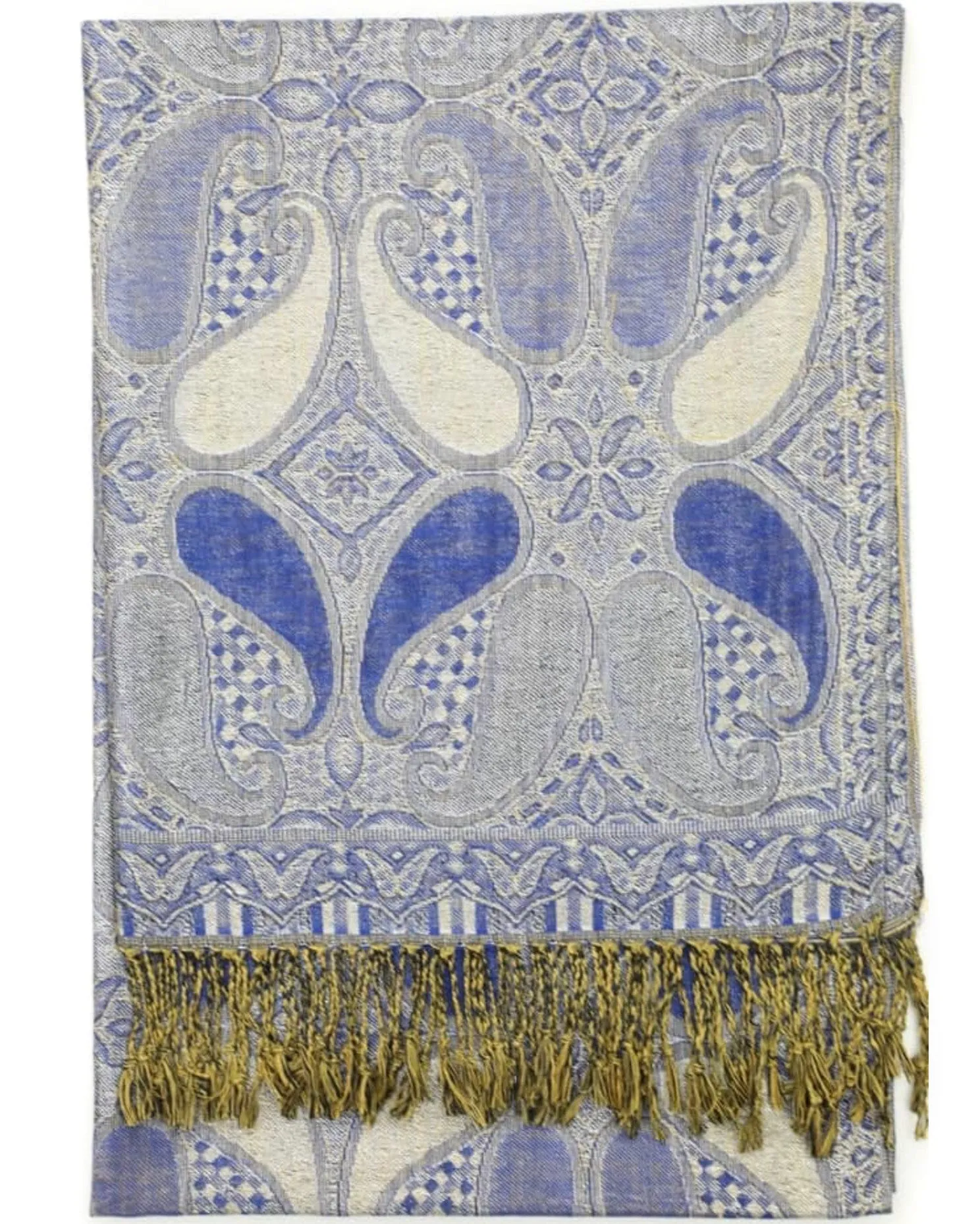 Blue Metallic Paisley Rave Pashmina