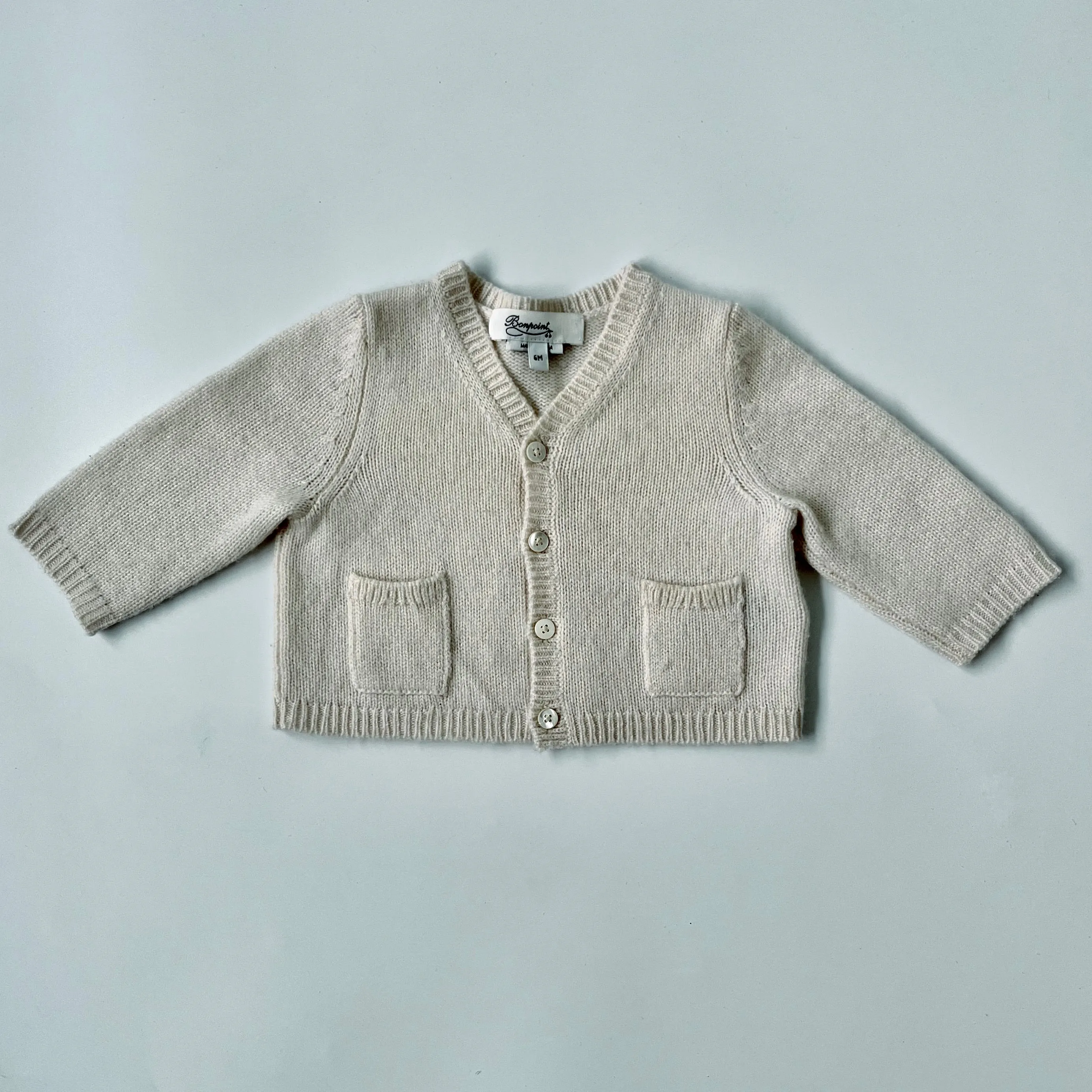 Bonpoint Cream Cashmere Cardigan: 6 Months