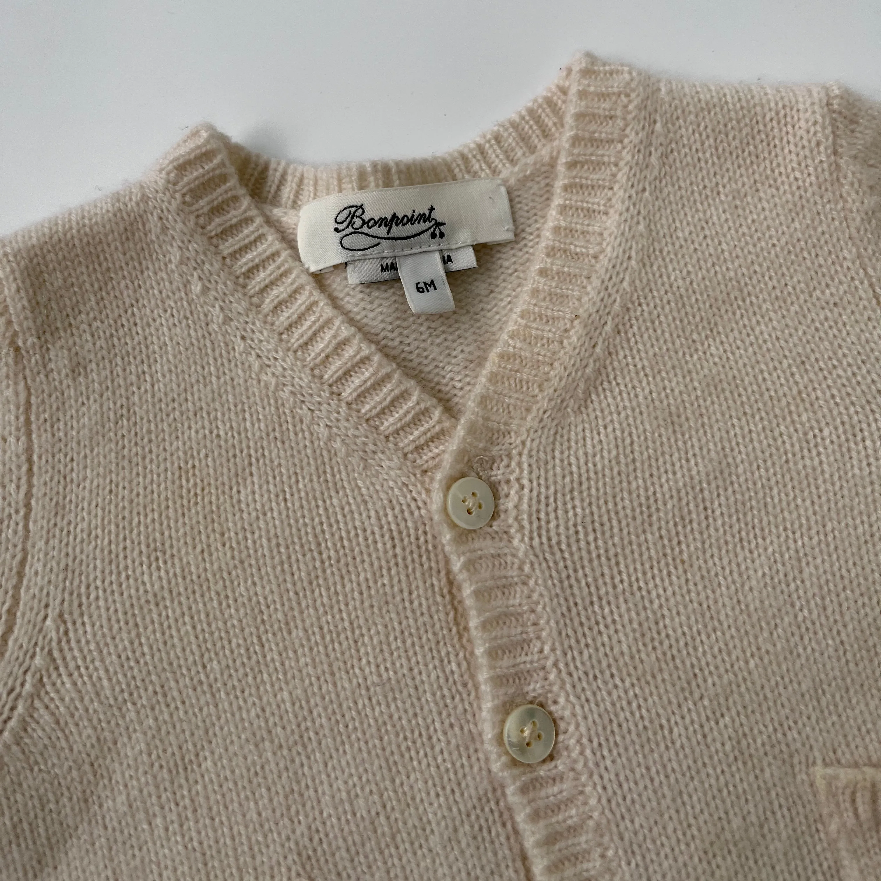 Bonpoint Cream Cashmere Cardigan: 6 Months