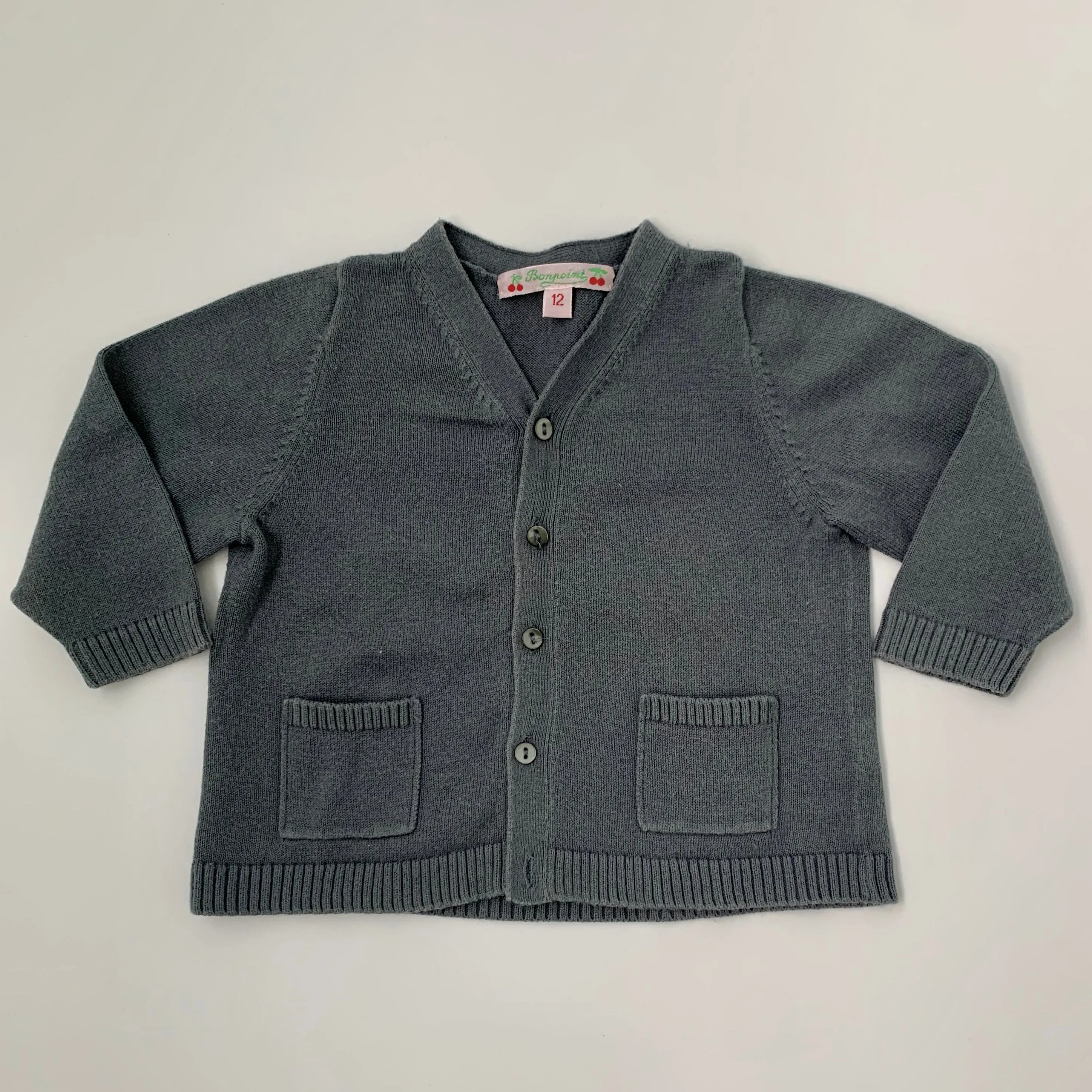 Bonpoint Petrol Cotton Cardigan: 12 Months