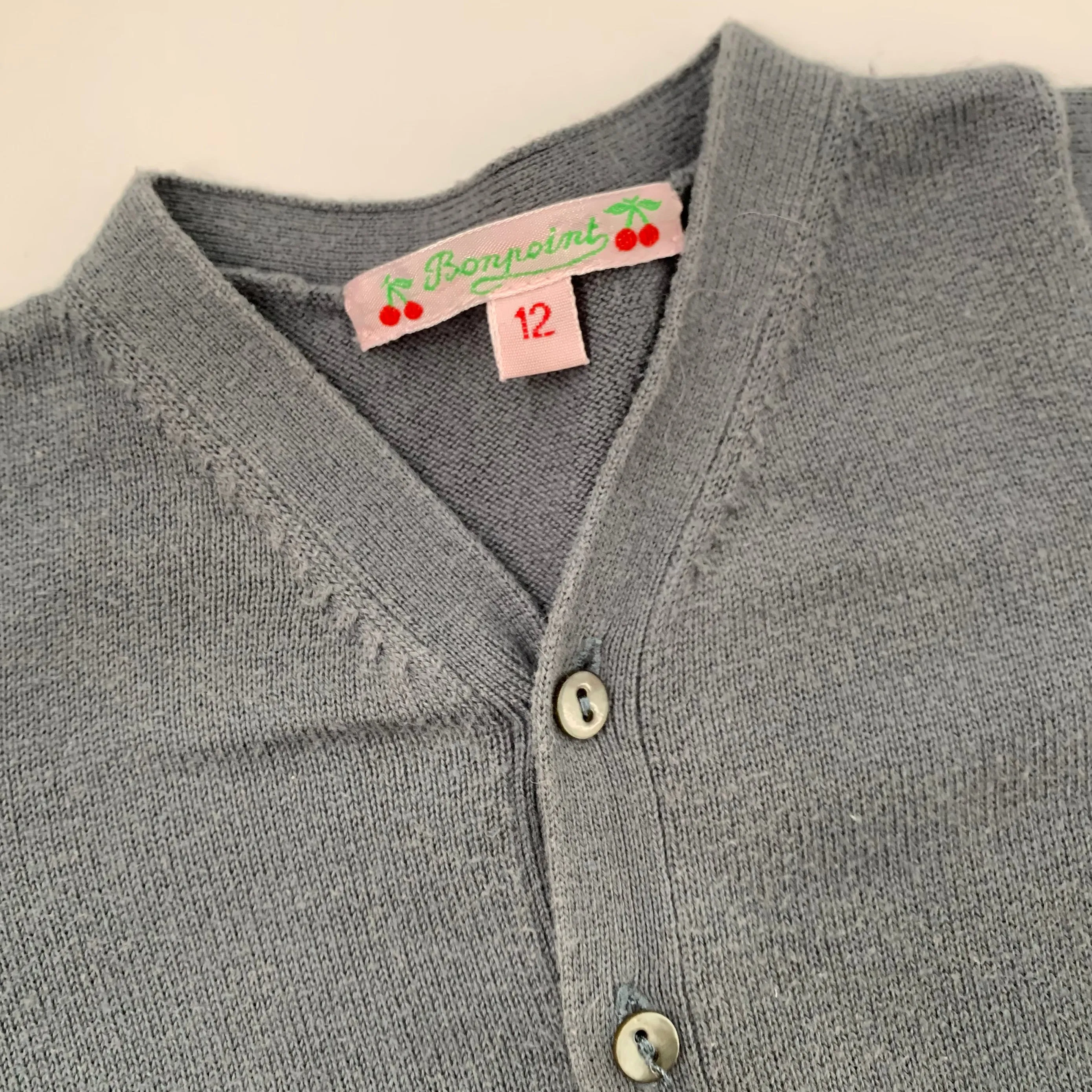 Bonpoint Petrol Cotton Cardigan: 12 Months