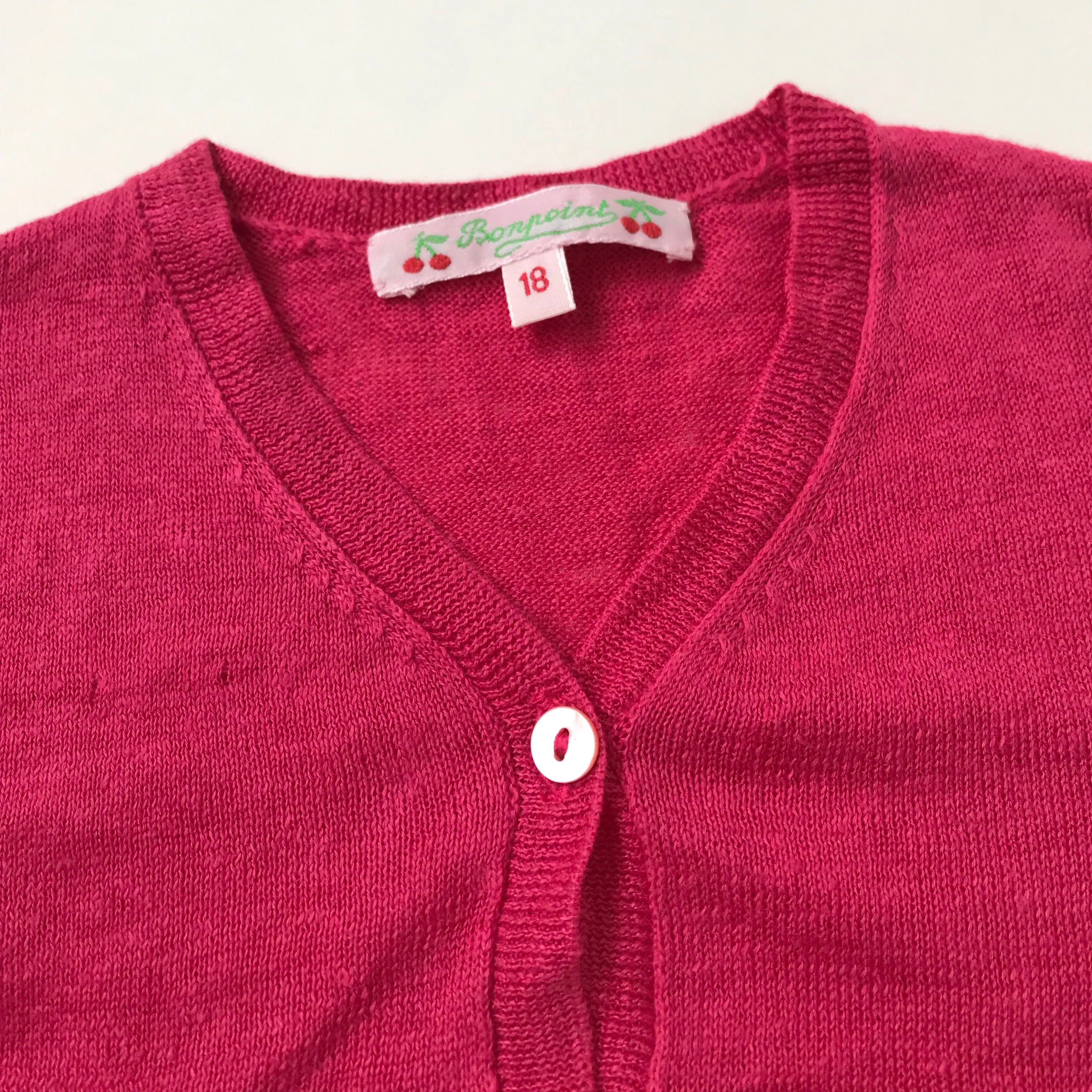 Bonpoint Raspberry Linen Cardigan: 18 Months