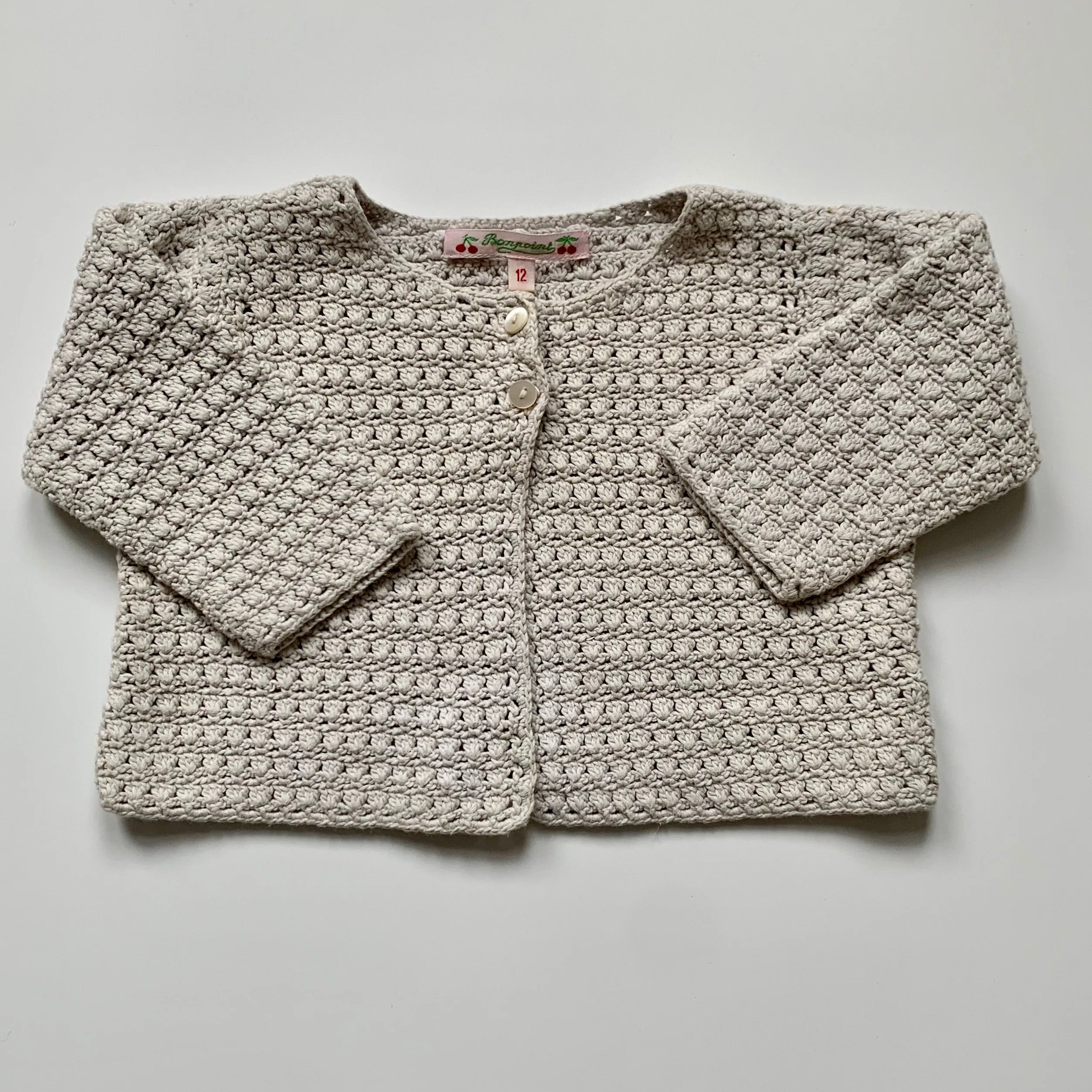 Bonpoint Stone Crochet cardigan: 12 Months