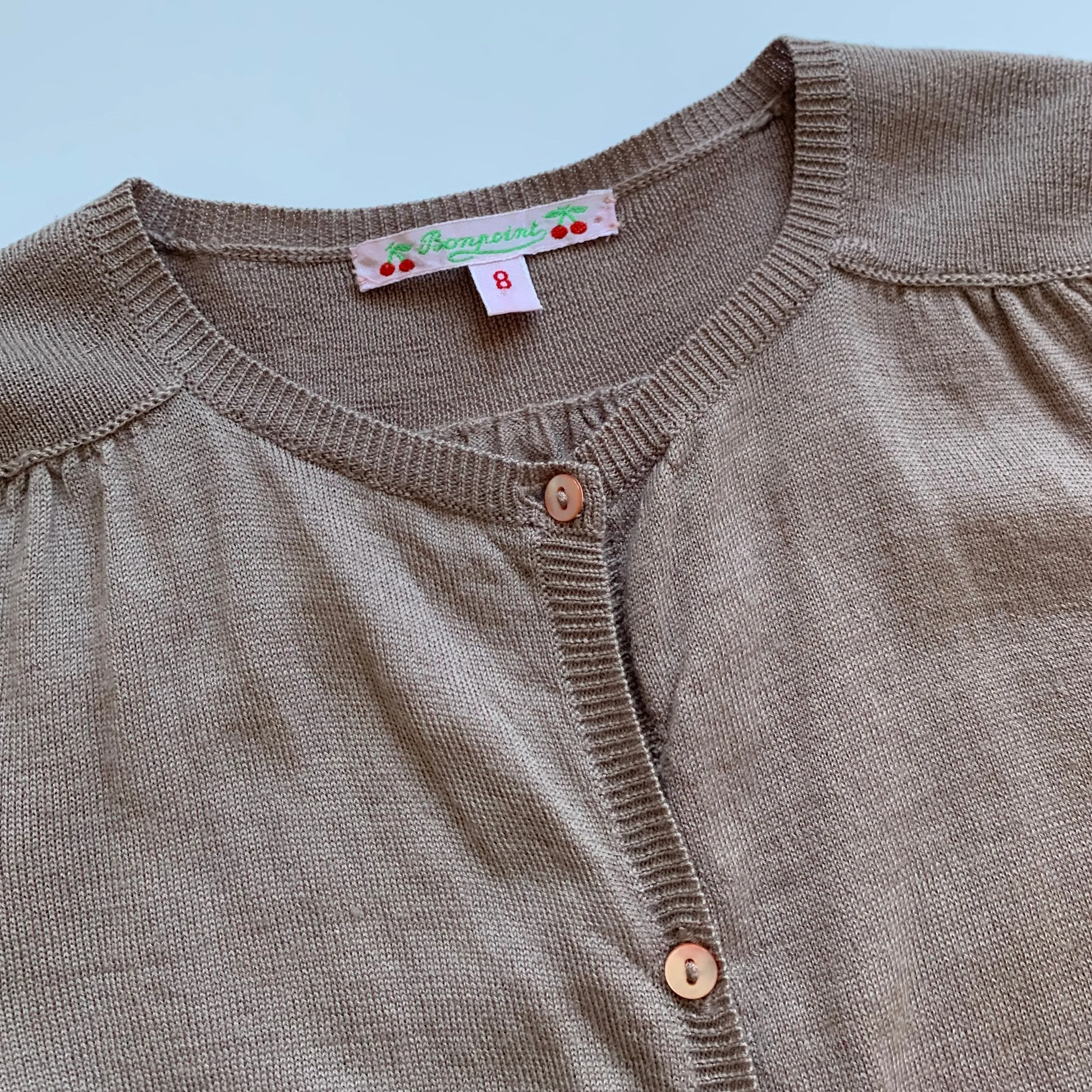 Bonpoint Toffee Fine Wool Cardigan:  Years