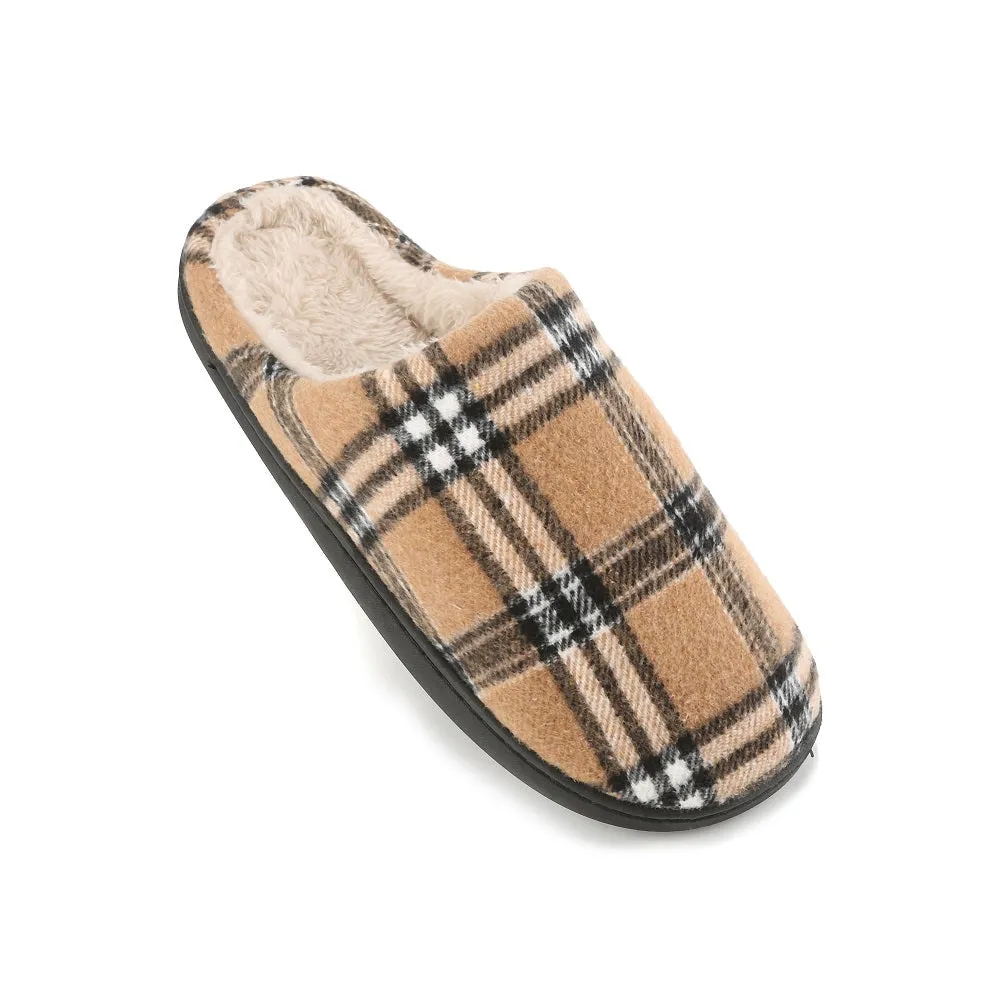 Braveman Men's Holiday Plaid Slide On House Slippers