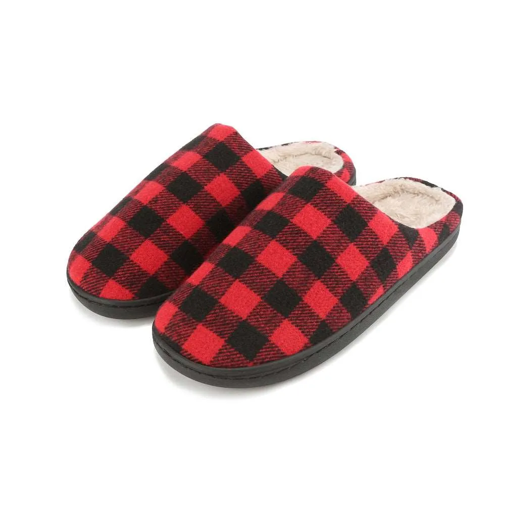 Braveman Men's Holiday Plaid Slide On House Slippers