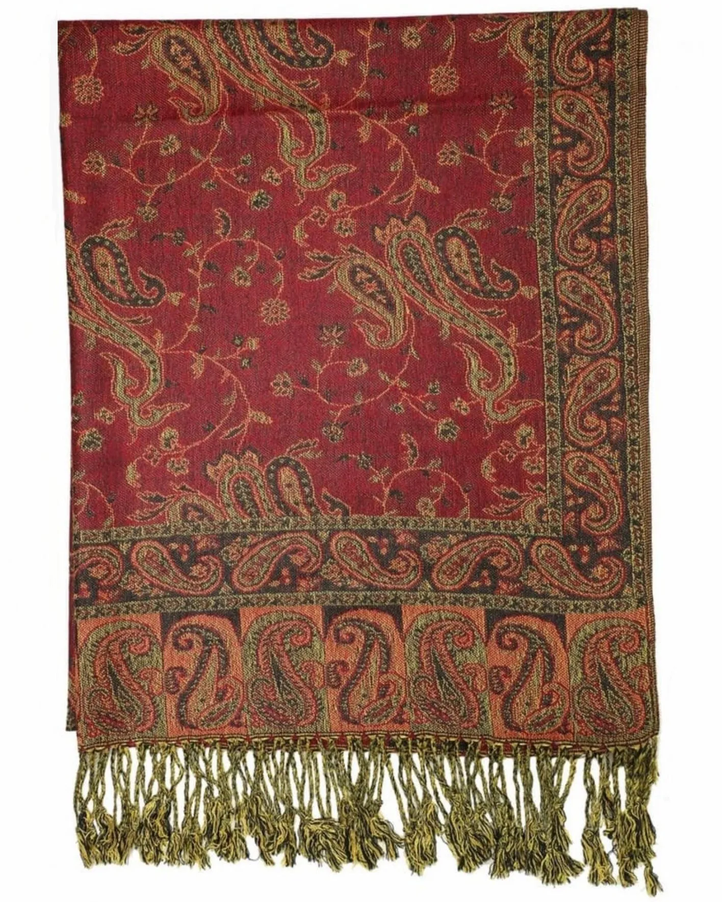 Burgundy Reversible Paisley Rave Pashmina