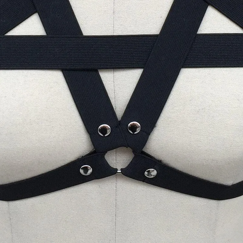 Caged imbracatura gothic harness pentagram