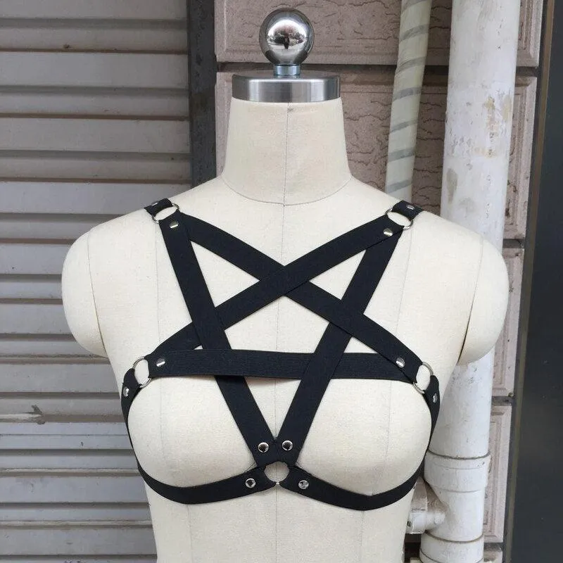 Caged imbracatura gothic harness pentagram