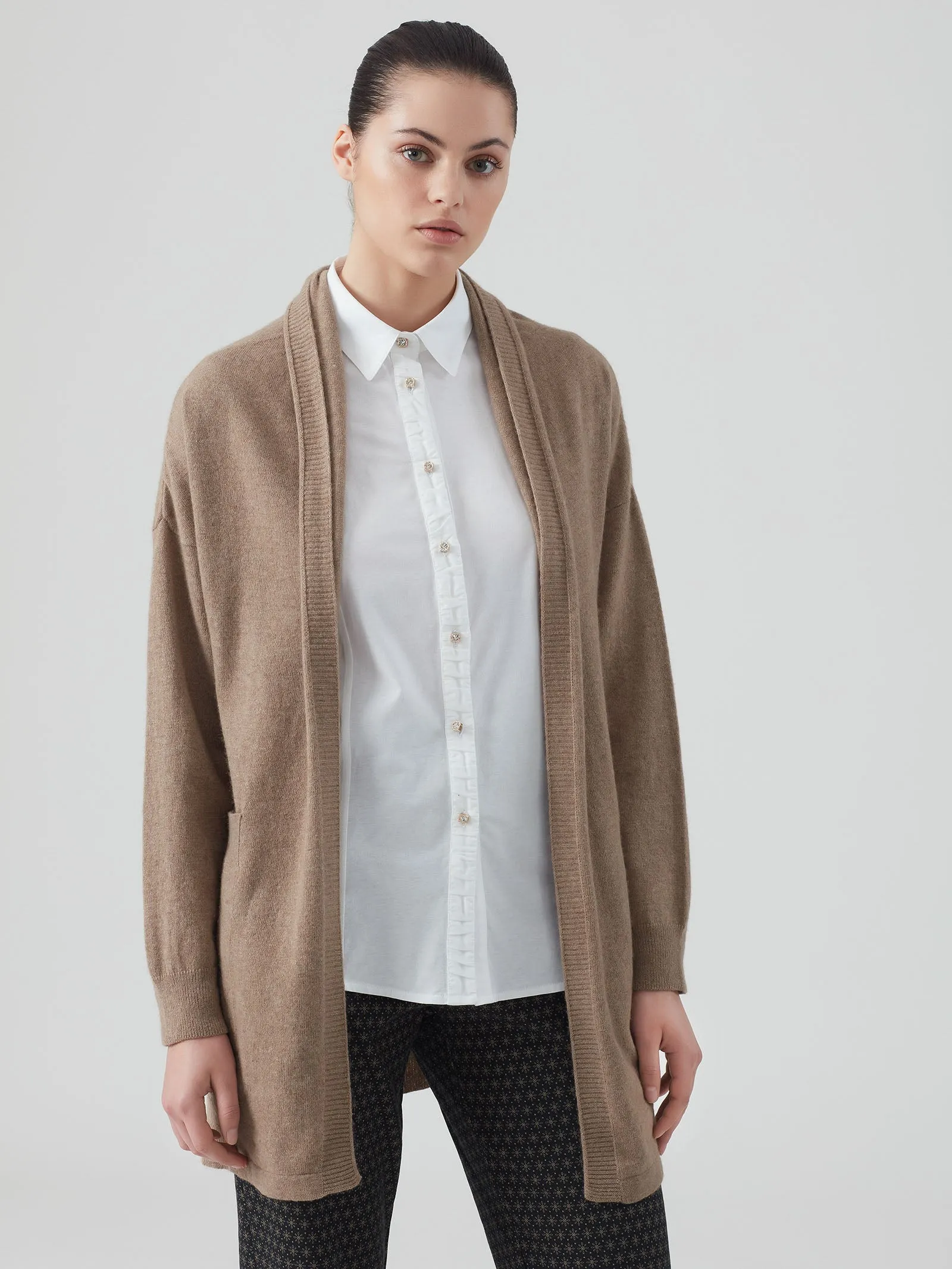 Cardigan aperto in Cashmere Blend - Notte