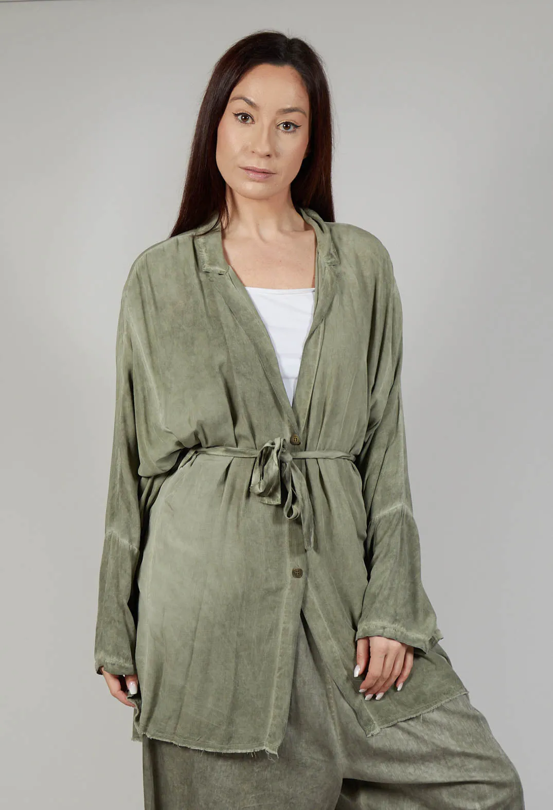 Cardigan in Viscosa Tinto Freddo Olive