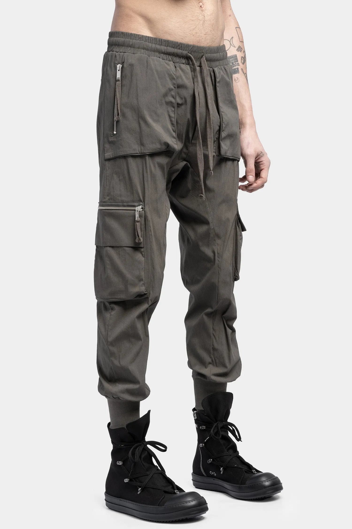 Cargo pocket drawstring pants, Ivy green