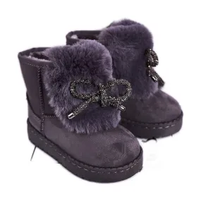 Children's Snow Boots With Fur Suede Gray Amelia grey