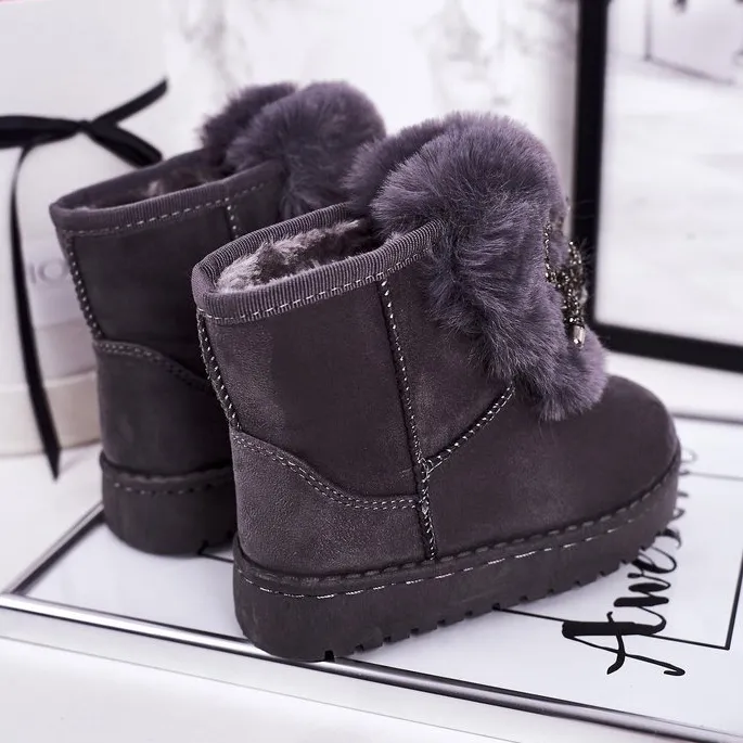 Children's Snow Boots With Fur Suede Gray Amelia grey