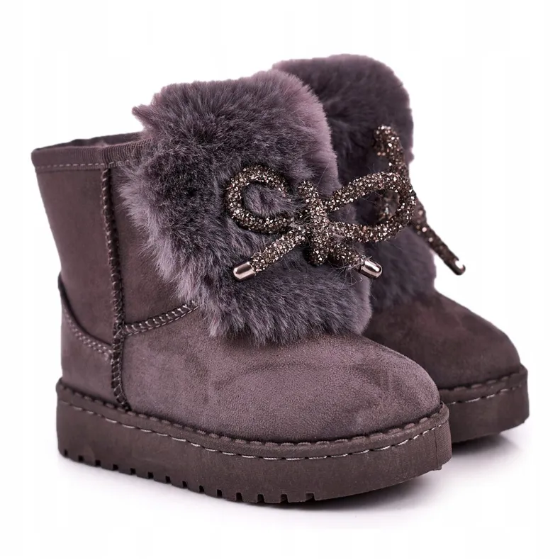 Children's Snow Boots With Fur Suede Gray Amelia grey