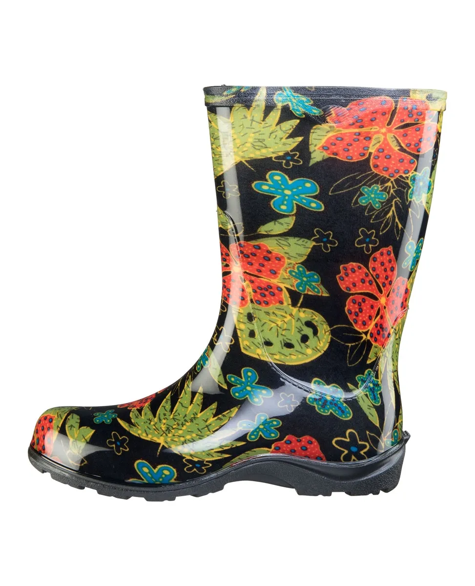 Clearance: Women's Printed Rain and Garden Midsummer Black Boots by Sloggers USA Made