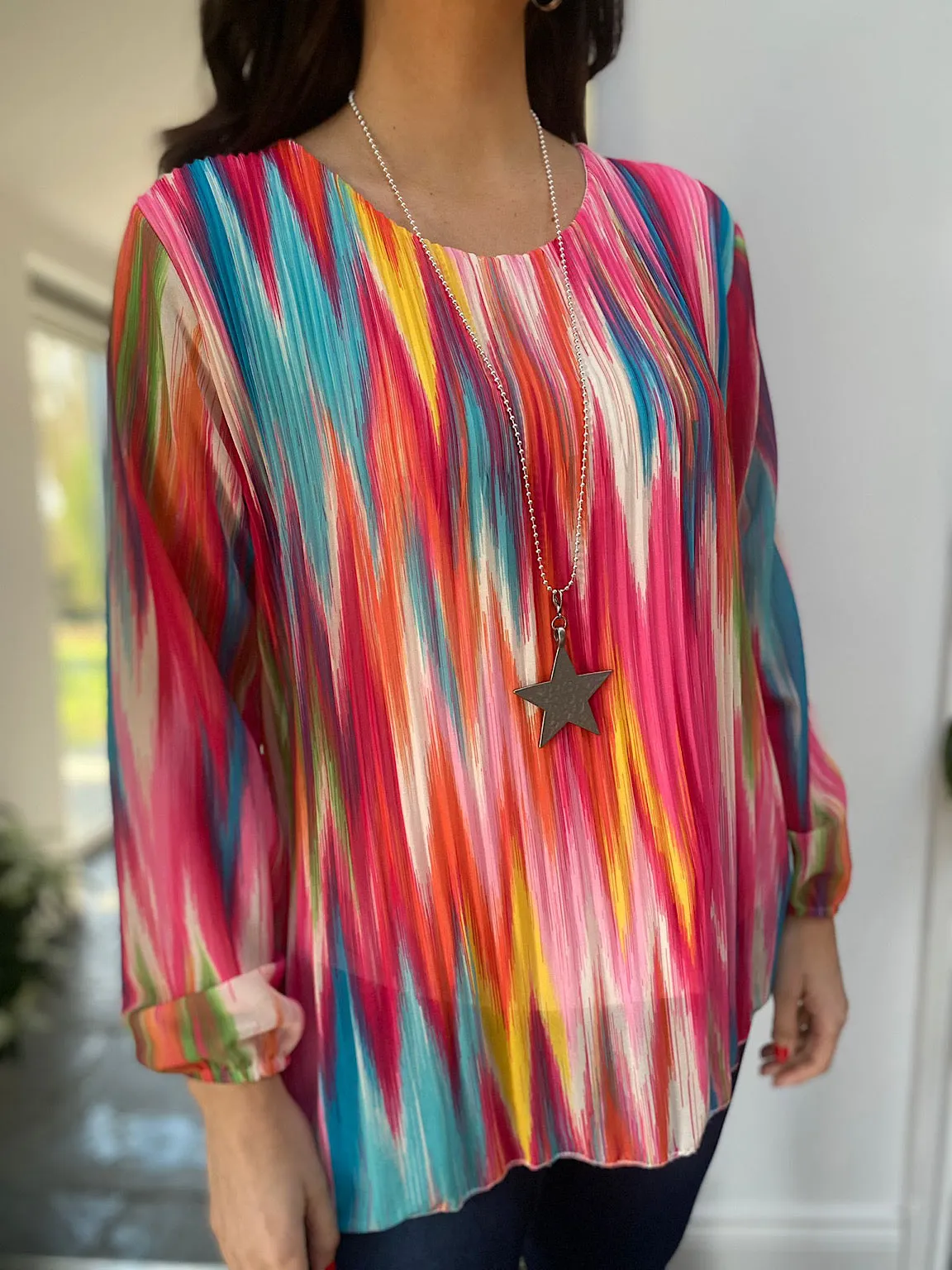 Colourful Pleated Blouse Tanya